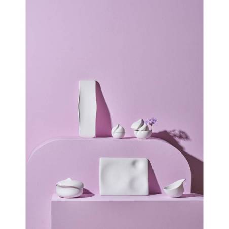 Plato rectangular La Tableta de porcelana blanca mate 25x20 cm