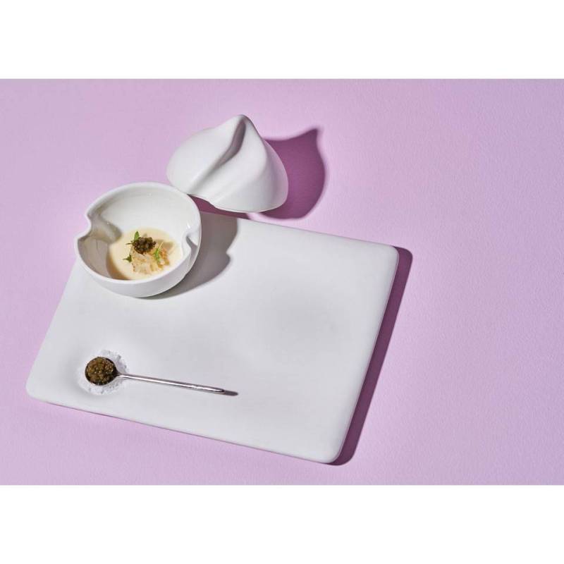 Plato rectangular La Tableta de porcelana blanca mate 25x20 cm