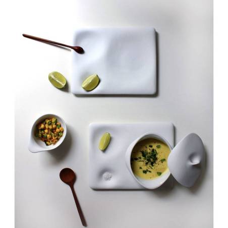 Plato rectangular La Tableta de porcelana blanca mate 25x20 cm