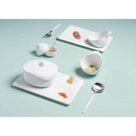 Assiette rectangulaire La tablette en porcelaine blanche mate 25x20 cm