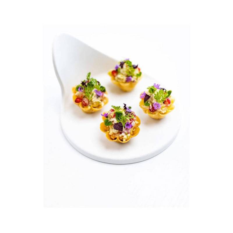 Gochi Baby plato redondo de porcelana blanca mate 8,5x4 cm