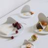 Piattino appetizer tondo Gochi Baby in porcellana bianca matt cm 8,5x4