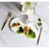Assiette apéritive Organic Gochi Twins en porcelaine blanche mate 24,5x12x9,7 cm