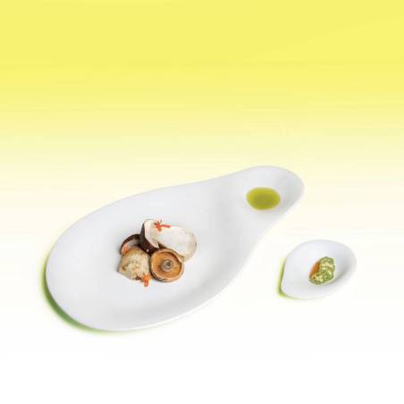 Plato Dúo Lágrimas BIO de 2 compartimentos en porcelana blanca mate 34,5x20 cm