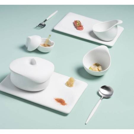 Organic La tablette en porcelaine blanche mate 12x10x8,7 cm