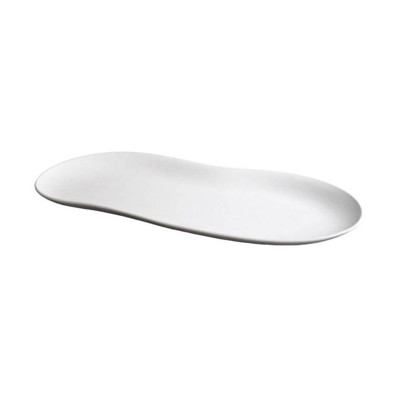 Assiette ovale Organic Jelly en porcelaine blanche mate 37.5x19x2 cm