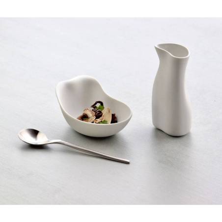 Coupe à gelée biologique en porcelaine blanche mate 14x9x4,5 cm