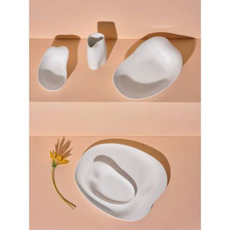 Coupe à gelée biologique en porcelaine blanche mate 14x9x4,5 cm