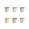 Rim Saffron coffee tumbler in ivory ceramic with rigo of assorted colors cl 7