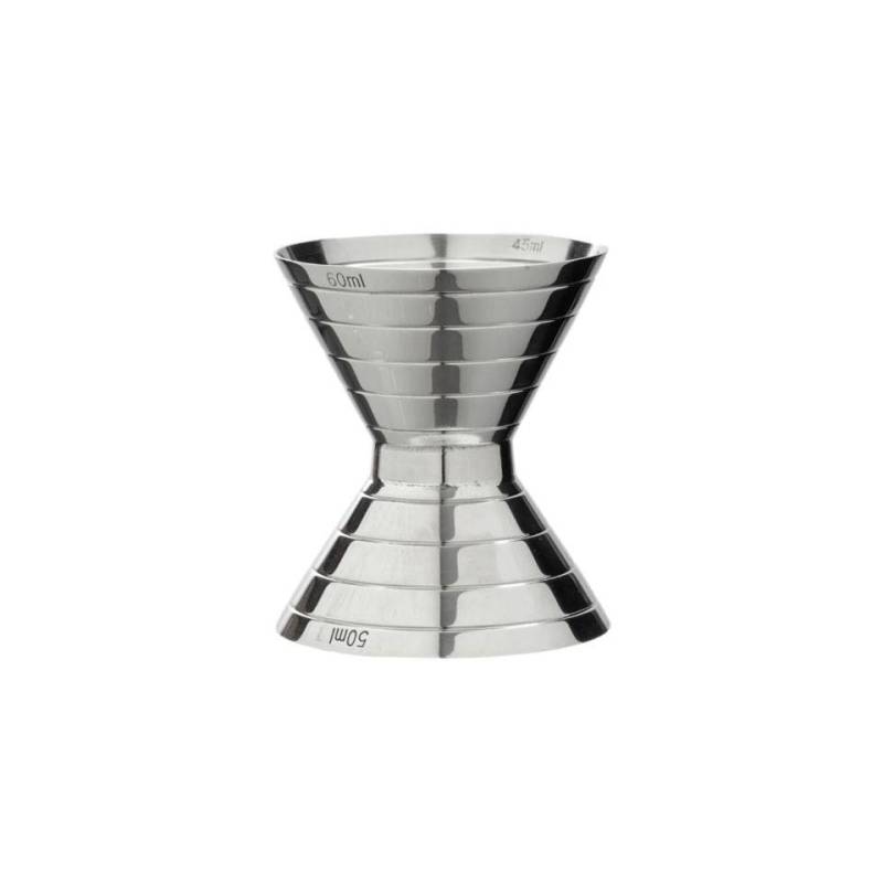 Jigger de acero inoxidable Calabrese Urban Bar en ml y oz.