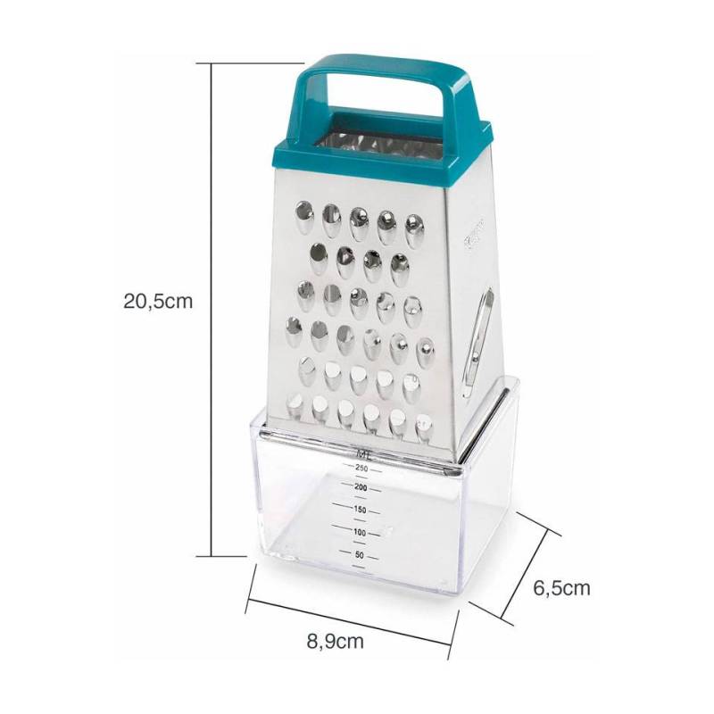 4-sided grater with stainless steel and plastic container