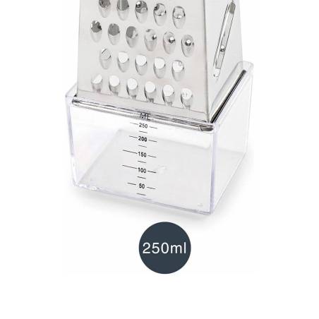 Râpe à 4 faces avec récipient en acier inoxydable et en plastique