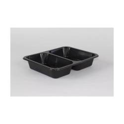 Maptipack 2-Fach-Behälter aus schwarzem Polypropylen cm 22,5x17,5x3,8