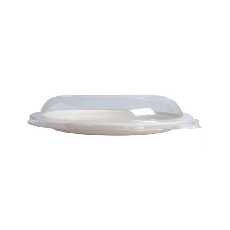Plato plano de pasta de celulosa con tapa pet cm 25