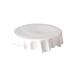 Soporte redondo de porcelana blanca plissé 18 cm