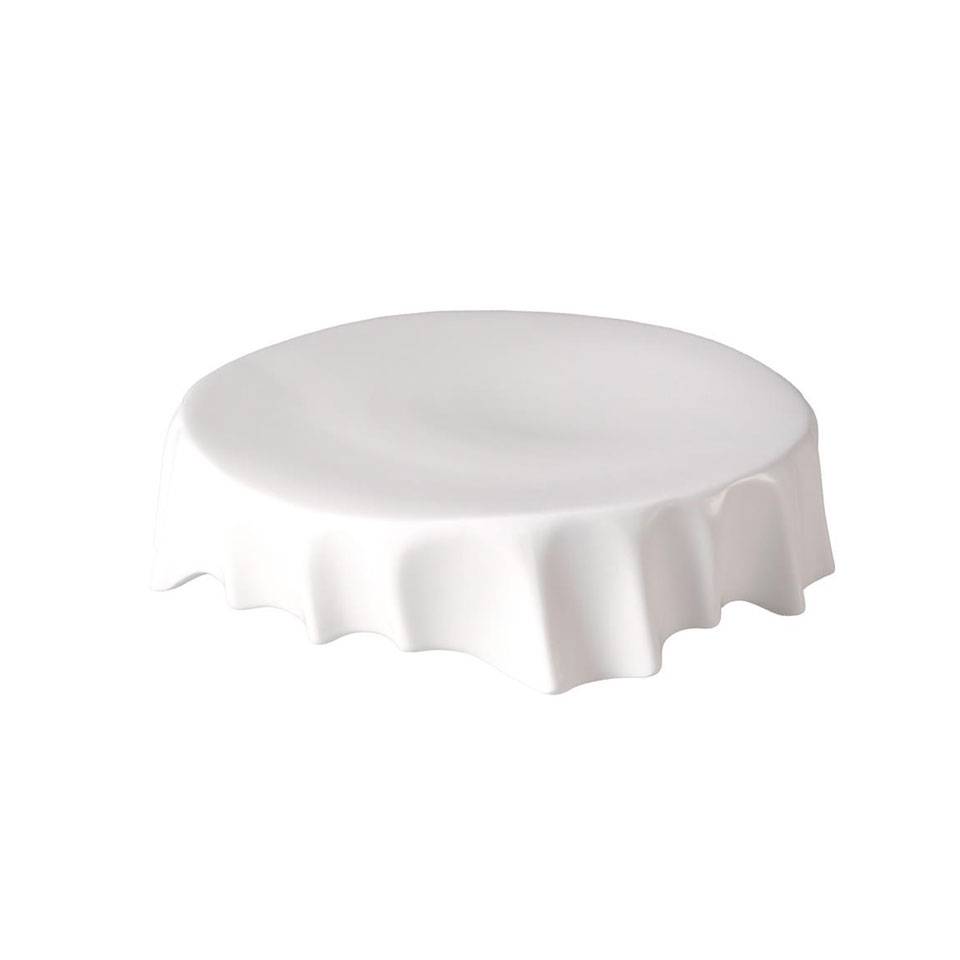 White porcelain pleated round podium riser cm 18