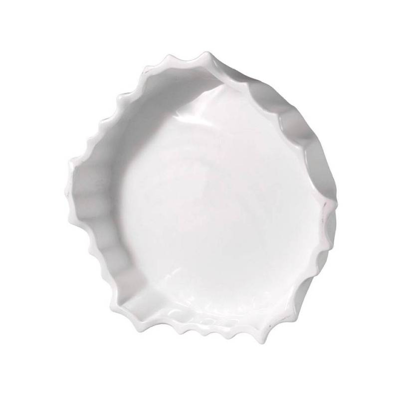 Porte-gâteau rond en porcelaine blanche plissée 18 cm