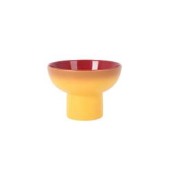 Alzata tonda con bowl in porcellana gialla e rossa cm 12x8,7