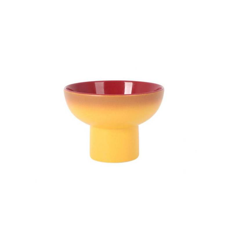 Alzata tonda con bowl in porcellana gialla e rossa cm 12x8,7