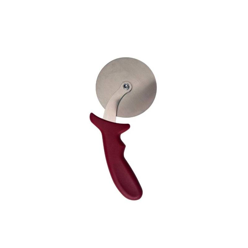 Stainless steel curved pizza cutter wheel and burgundy handle cm 10