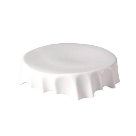 Porte-gâteau rond en porcelaine blanche plissée 23,5 cm