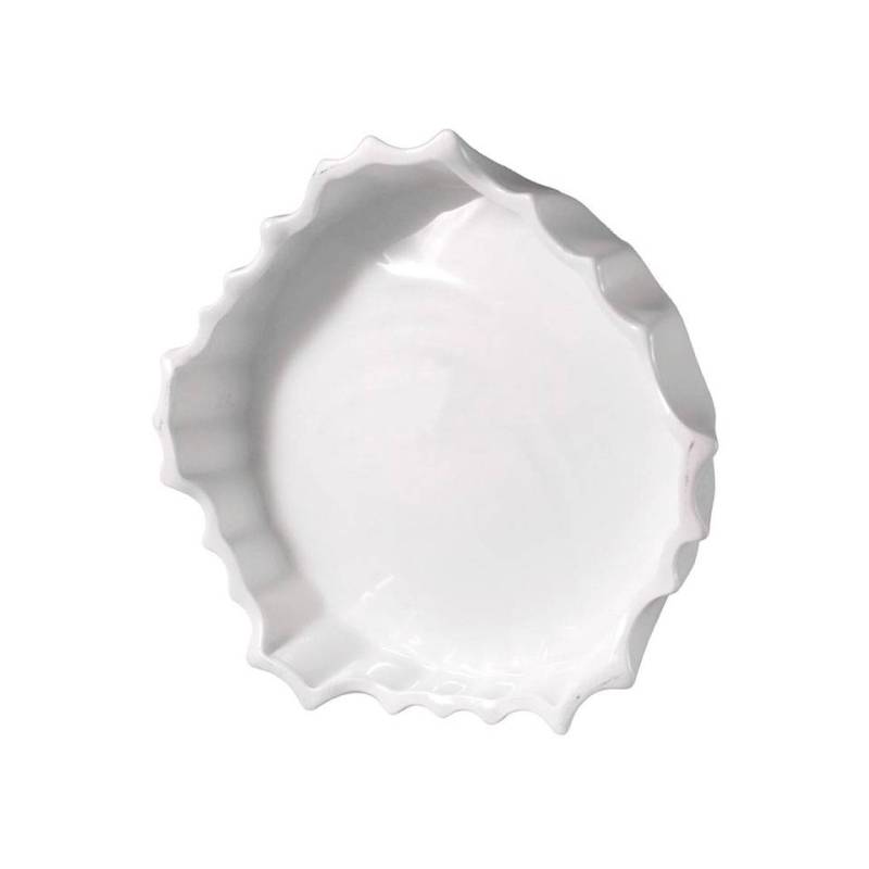 Soporte redondo de porcelana blanca plissé 23,5 cm