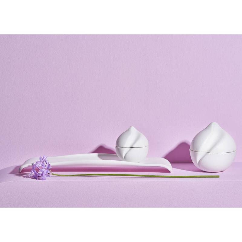 Coppetta Superball con coperchio in porcellana bianca matt cm 9,5x12