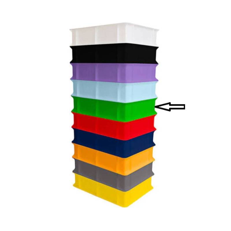 Geschlossene, stapelbare Servicebox aus grünem Polyethylen 40x30x10 cm