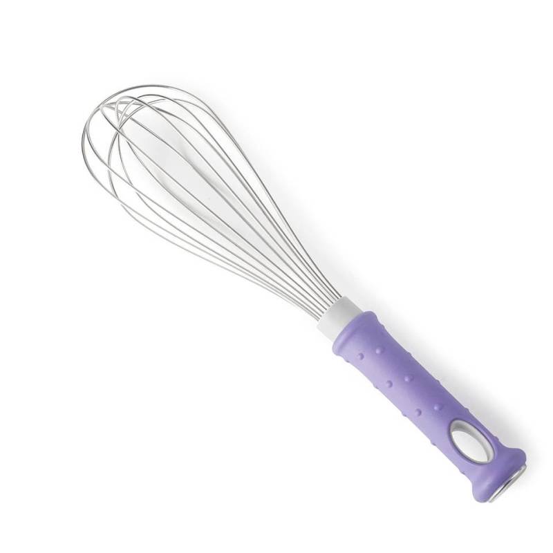 8-Draht-Edelstahl-Schneebesen mit violettem Griff 30 cm