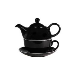 Té para un desayuno en porcelana negra y blanca cl 32-45