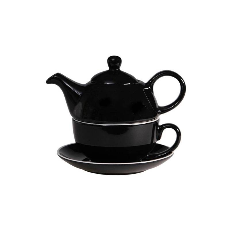 Té para un desayuno en porcelana negra y blanca cl 32-45