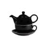 Té para un desayuno en porcelana negra y blanca cl 32-45