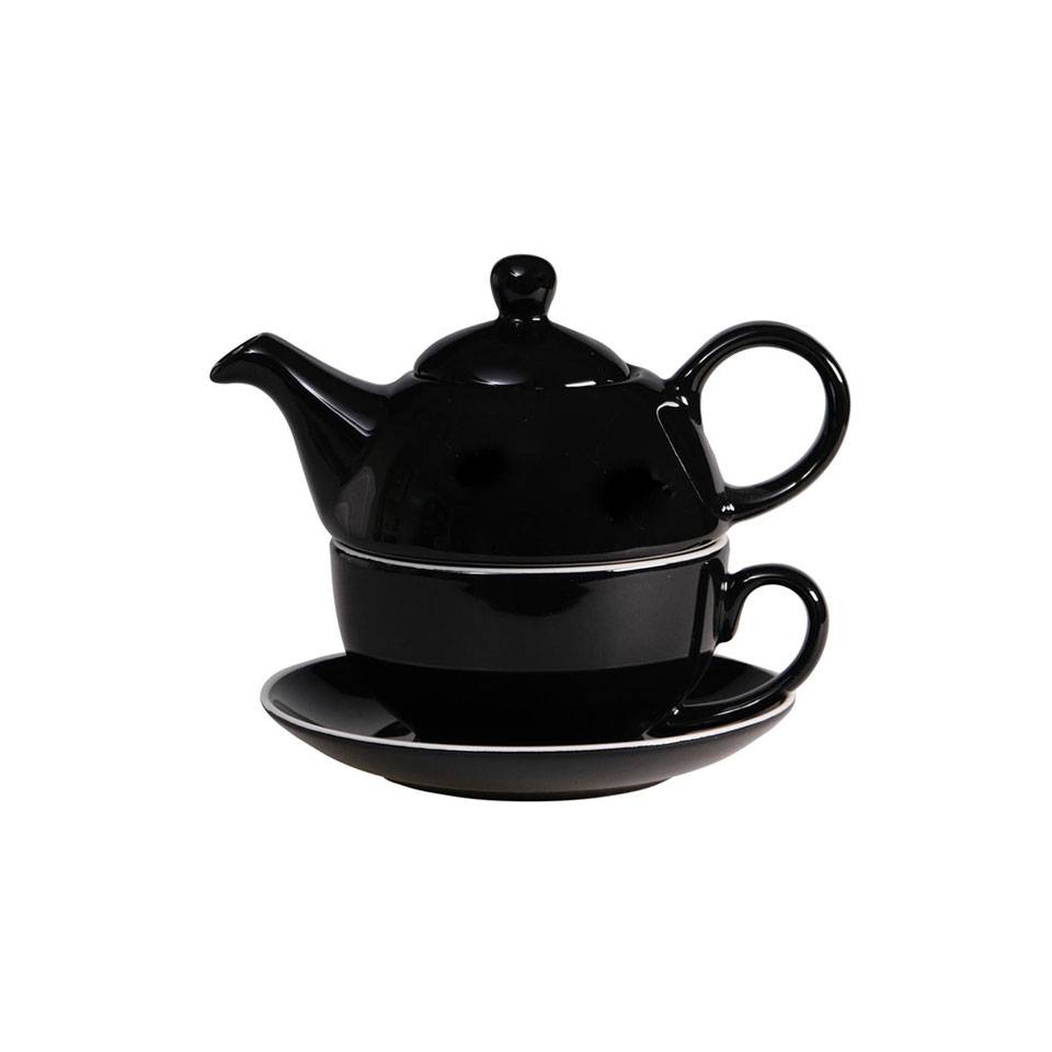 Tea for one breakfast in black and white porcelain cl 32-45