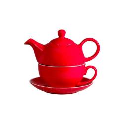 Tea for one breakfast in red and white porcelain cl 32-45