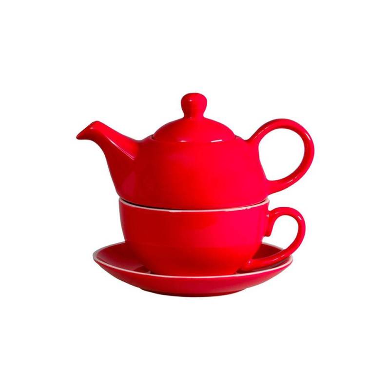 Tea for one breakfast in red and white porcelain cl 32-45