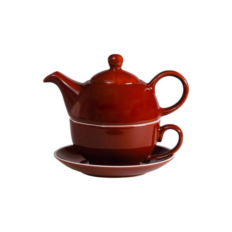 Tea for one breakfast in brown and white porcelain cl 32-45