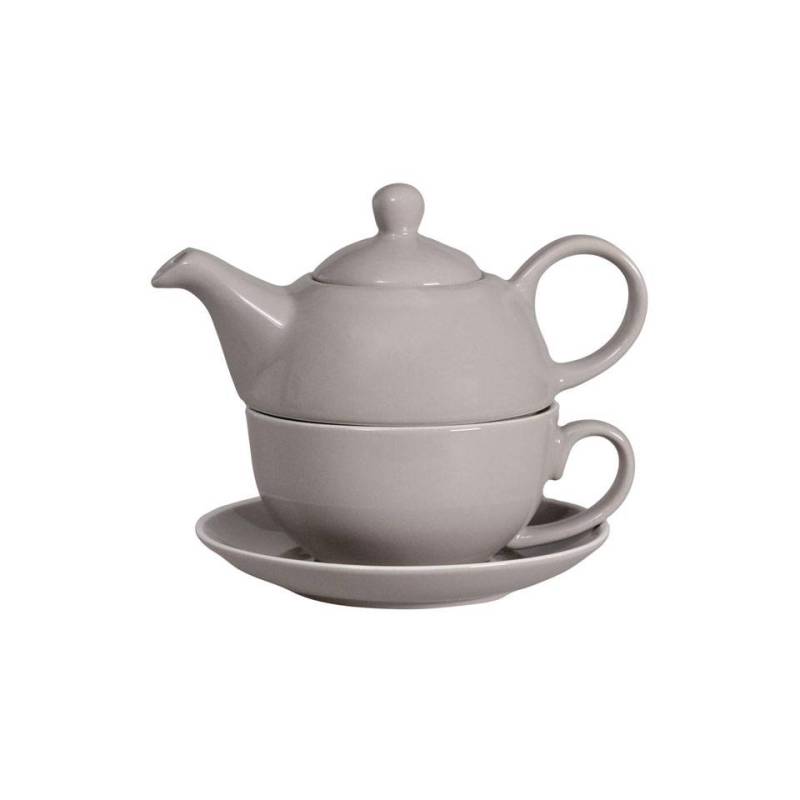 Tea for one breakfast in gray and white porcelain cl 32-45