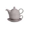 Té para un desayuno en porcelana gris y blanca cl 32-45
