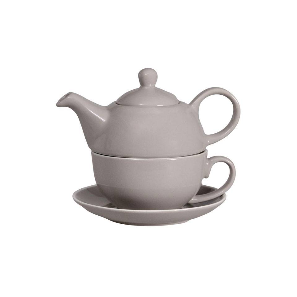 Tea for one breakfast in gray and white porcelain cl 32-45