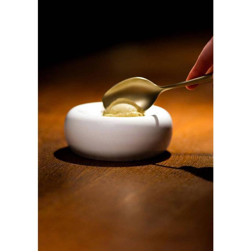 Soporte para tartas redondo de porcelana blanca aterciopelada de 7,5 cm