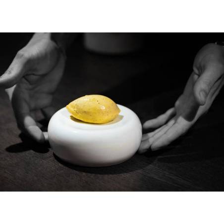 Porte-gâteau rond en porcelaine blanche Velvet 7,5 cm