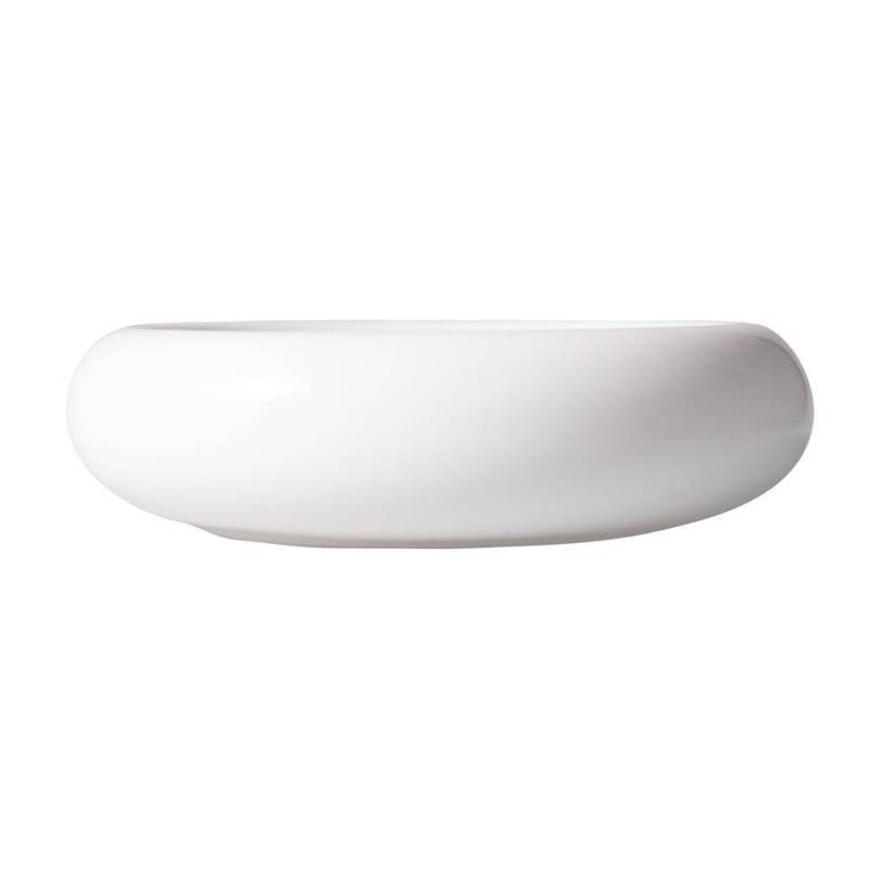 Plato cojín terciopelo porcelana blanca 16 cm