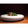 Plato cojín terciopelo porcelana blanca 27 cm