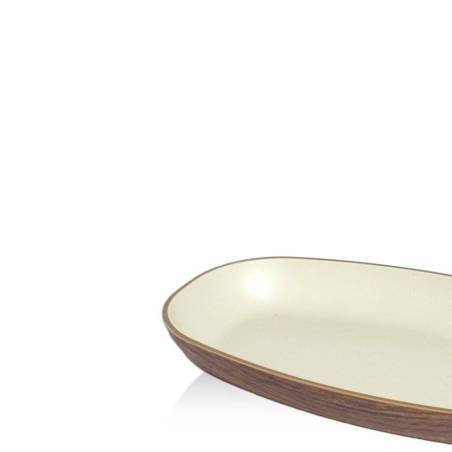 Bandeja snack ovalada en ps efecto madera y beige cm 15x9