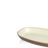 Oval snack tray in wood effect ps and beige cm 15x9
