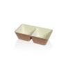 Taza rectangular 2 compartimentos en ps efecto madera y beige cm 17x9x4,4