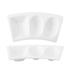 Frankfurt white porcelain 3-compartment appetizer saucer/sauce bowl 17x8 cm
