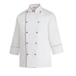 Egochef Veste de chef en coton passepoilé rouge XXXL