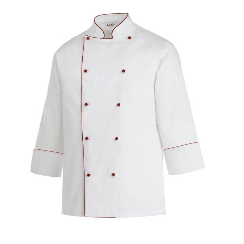 Egochef Piping Cook Jacket in Red Cotton XXXL