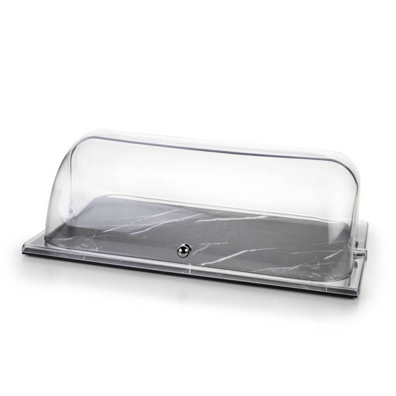 Rectangular gn 1/1 black marble effect acrylic tray cm 53x32.5